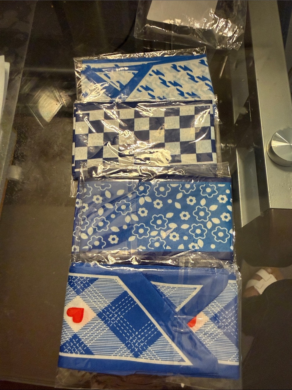Blue Patterned Women's Scarf - Floral & Geometric Pack